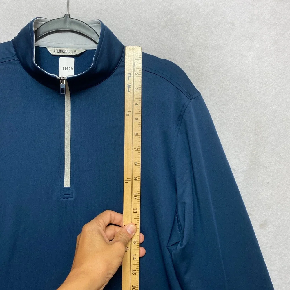 Linksoul LS4156 Pullover Mens Medium Blue Quarter Zip Long Sleeve Performance
